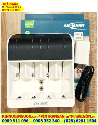 Bộ sạc ANSMANN Comfort Multi 1001-0093, sạc đa năng pin AA, AAA, C, D và 9v - Mỗi lần sạc 1,2,3,4,5 Pin